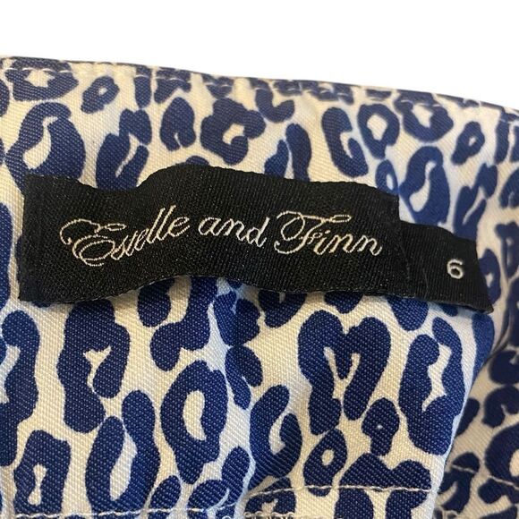 Estelle and Finn 6 Luxury Stretch Navy Blue Patterned Elastic Waist Capri Pants - Picture 5 of 9